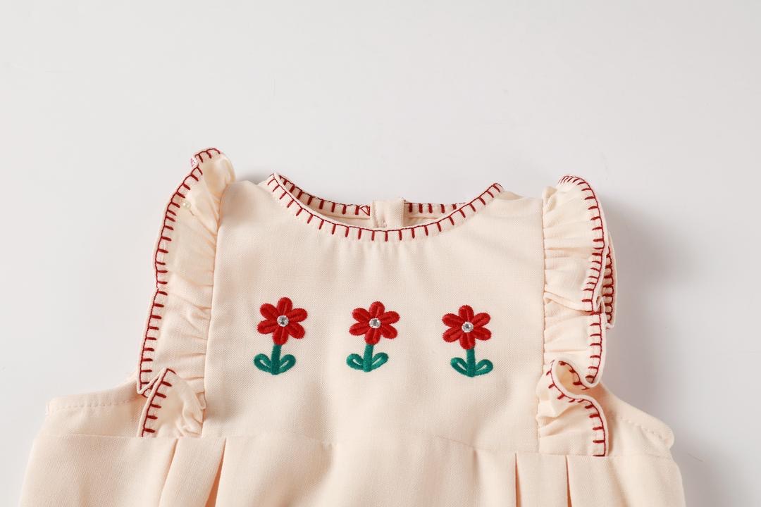 Peach embroidered Romper