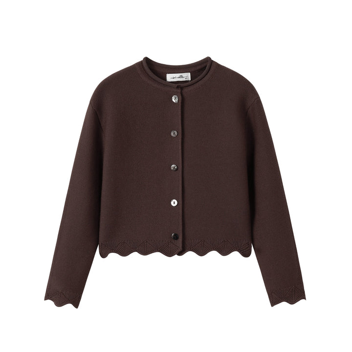 Brown Scallop Cardigan