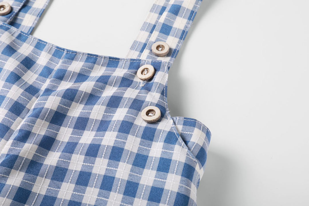 Blue Gingham Boys Overalls