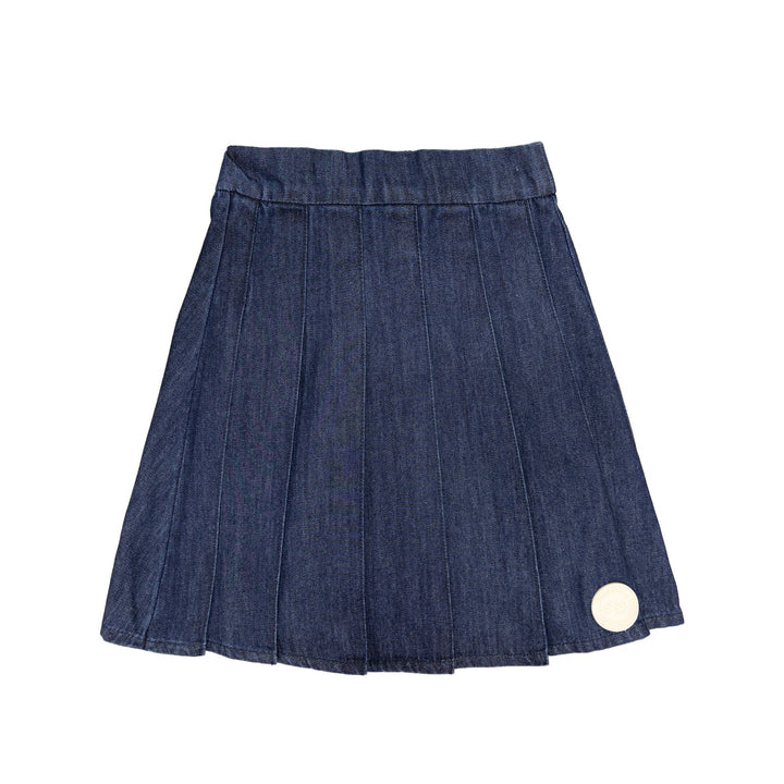 Blue Denim Pleated Skirt