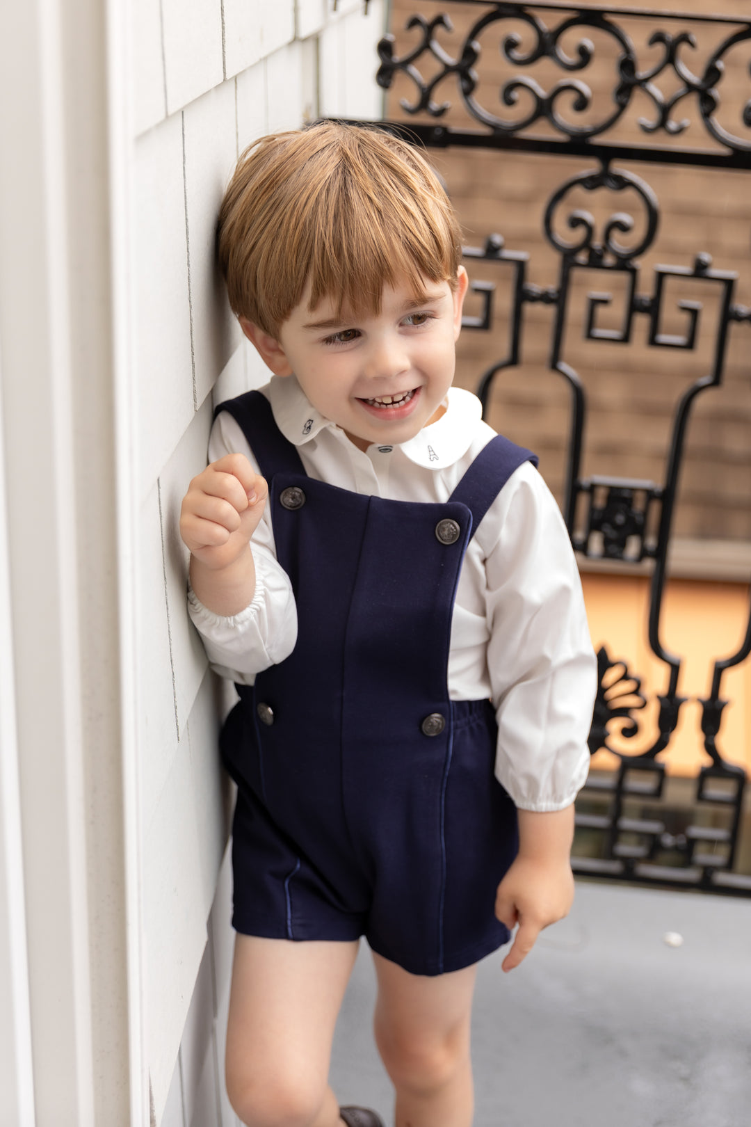 Boy White Embroidered Collar Shirt
