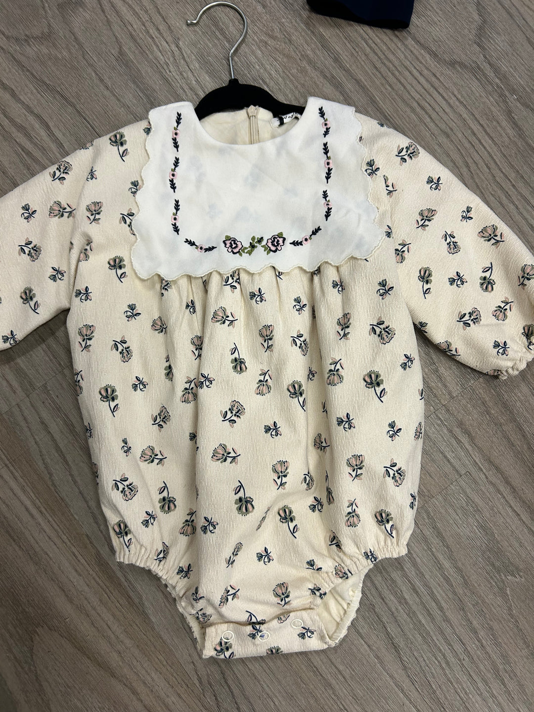 Corduroy Cream Floral Romper