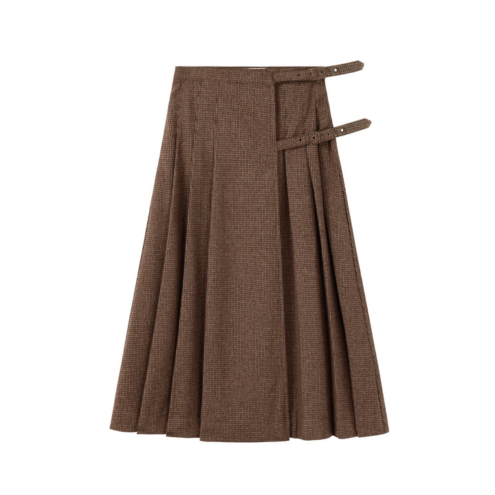 Teen Wool Plaid Brown Skirt