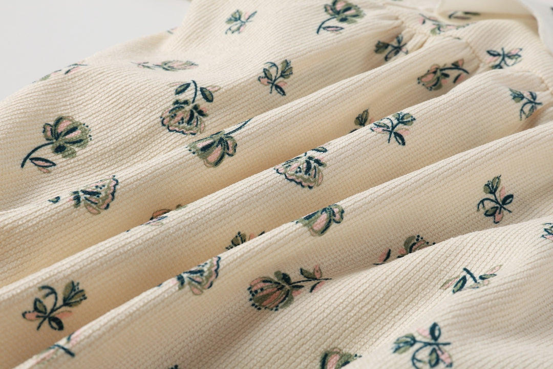 Corduroy Cream Floral Romper