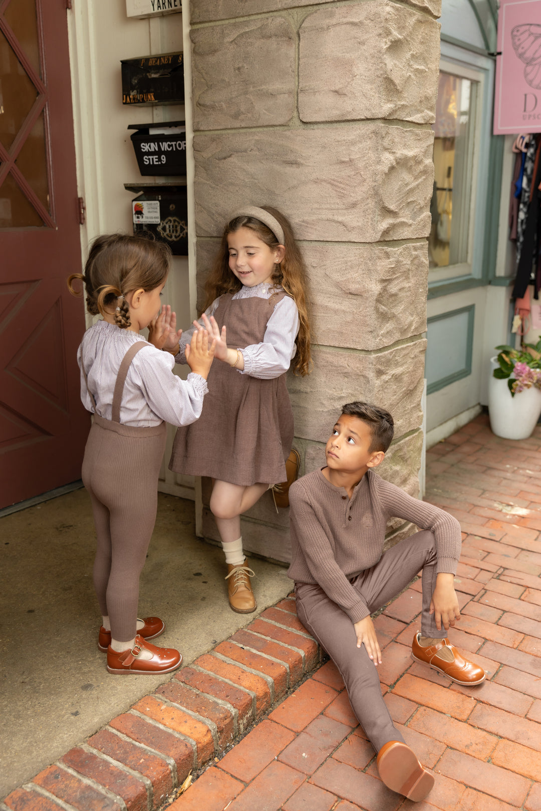 Brown Knit Suspender Pants