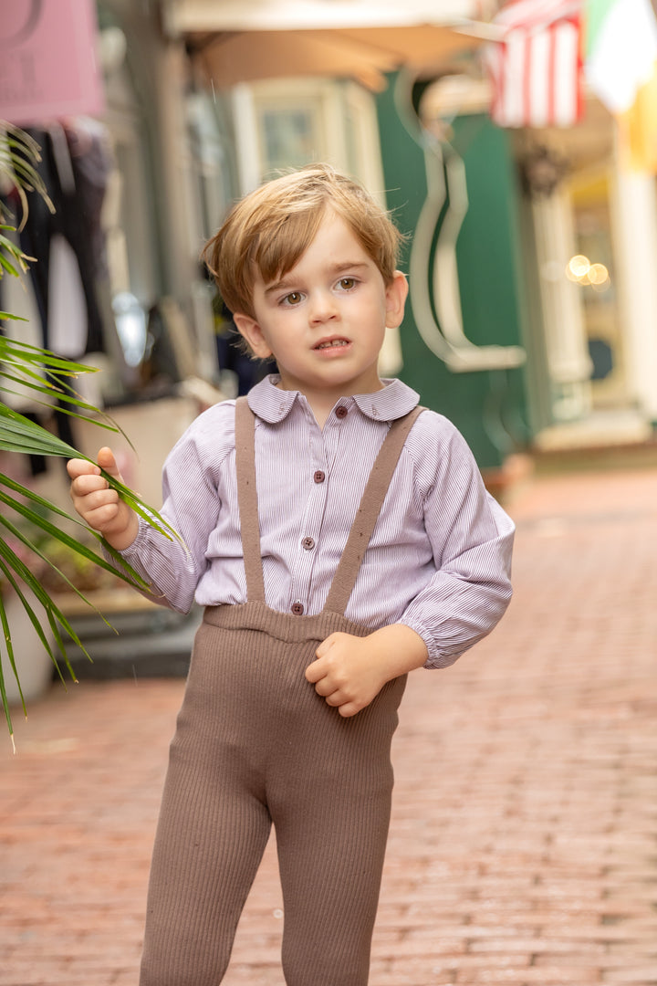 Brown Knit Suspender Pants