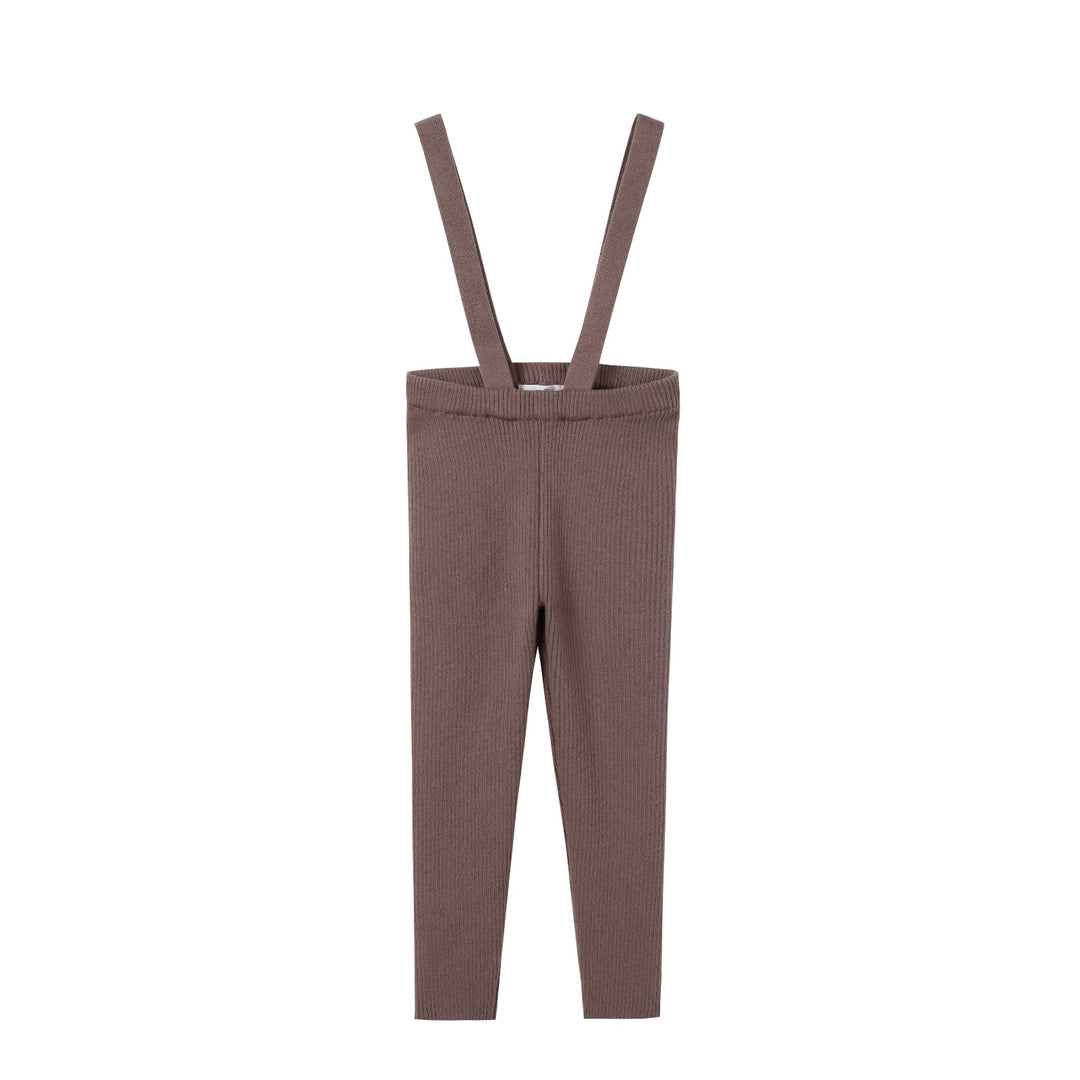 Brown Knit Suspender Pants
