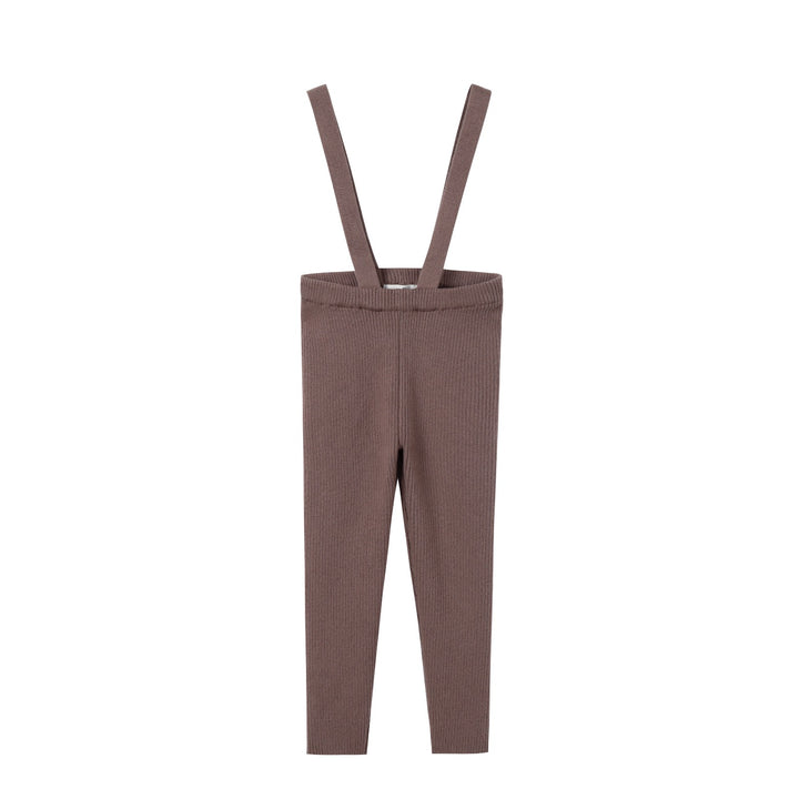Brown Knit Suspender Pants