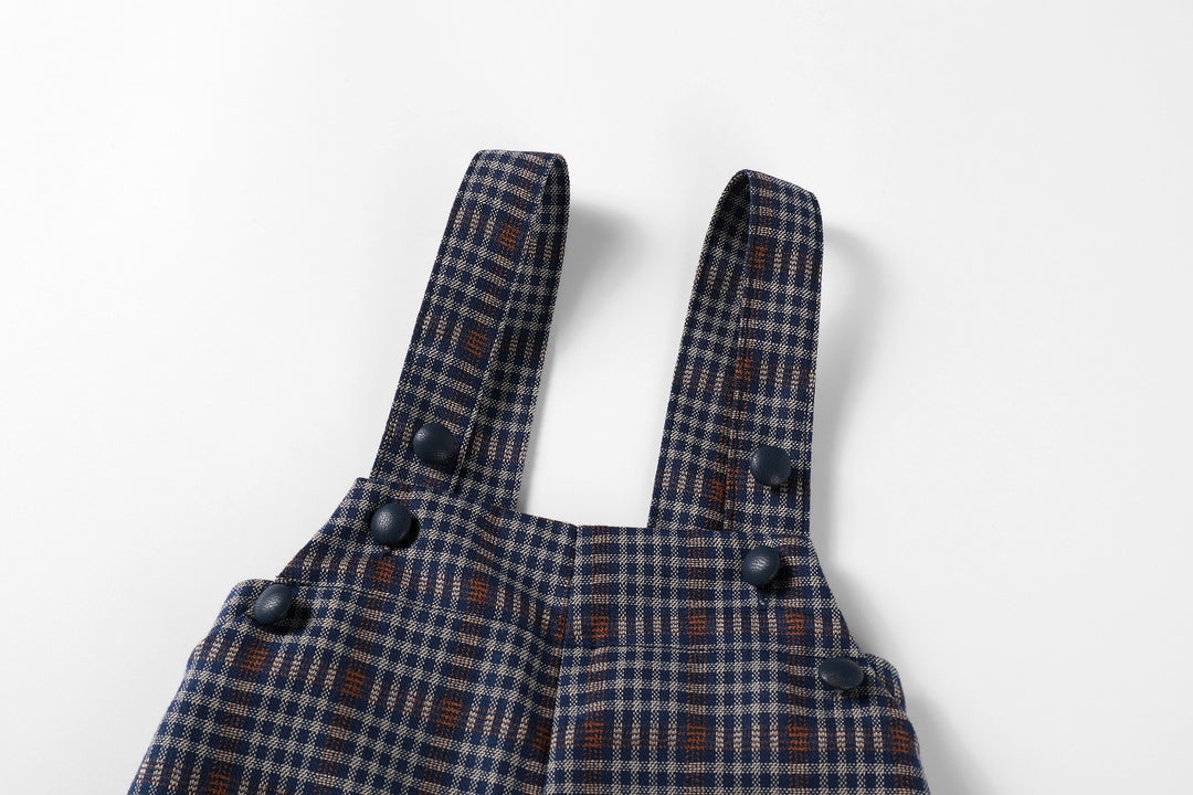 Boys Plaid Overalls