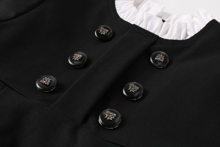 Black Taffeta Double Breasted Dress