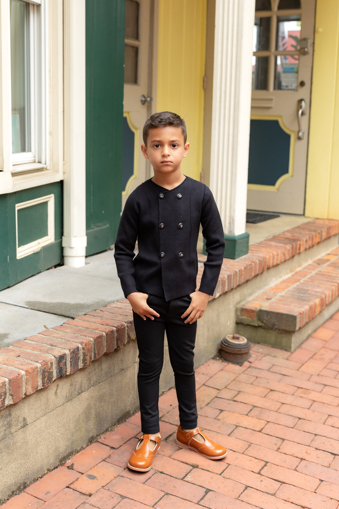 Black knit Double Breasted Sweater