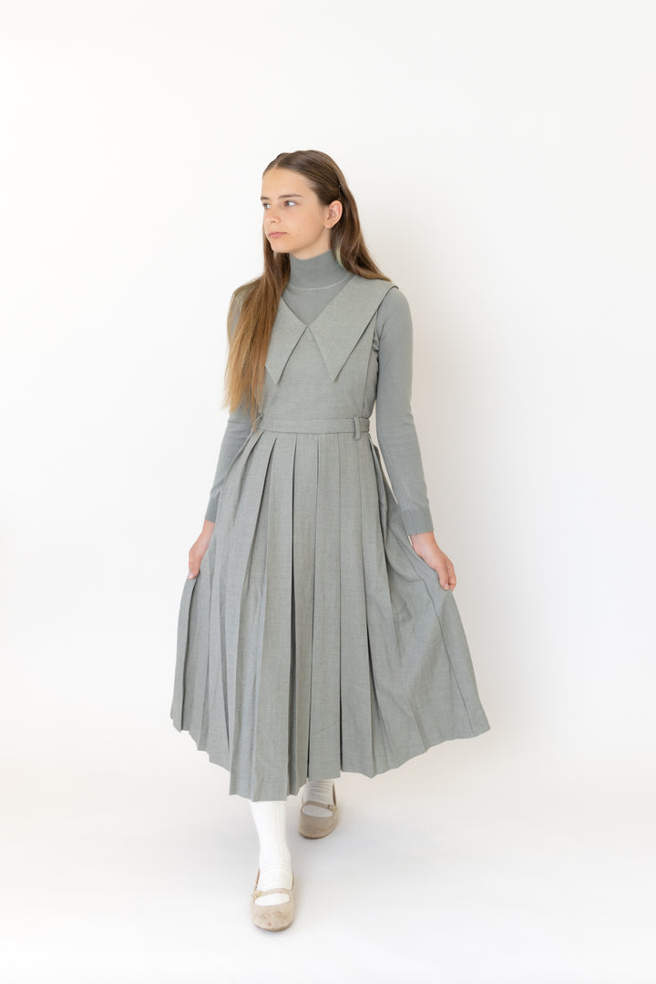 Teen Sage Pleated Collar Jumper