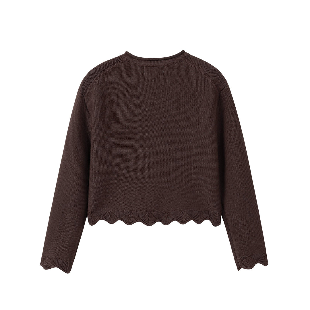 Brown Scallop Cardigan