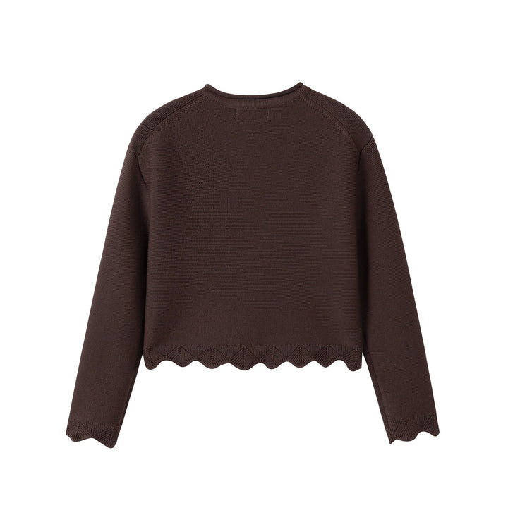 Brown Scallop Cardigan