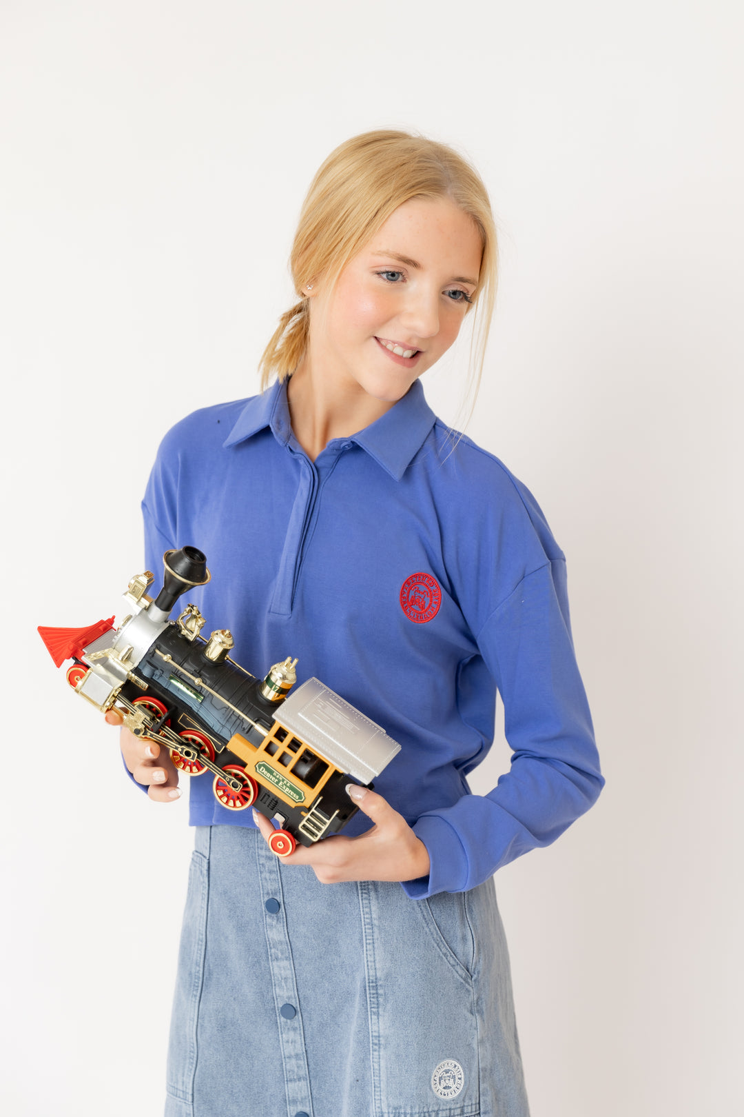 Polo Cropped Tee Blue