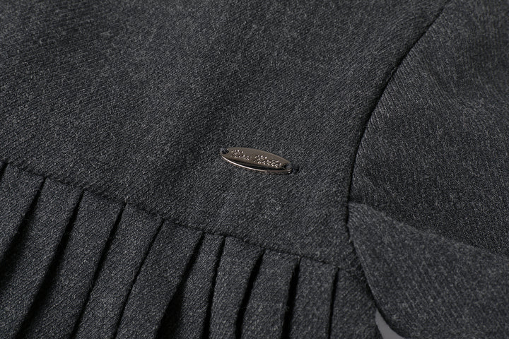 Pleated Button Dress Dark Grey