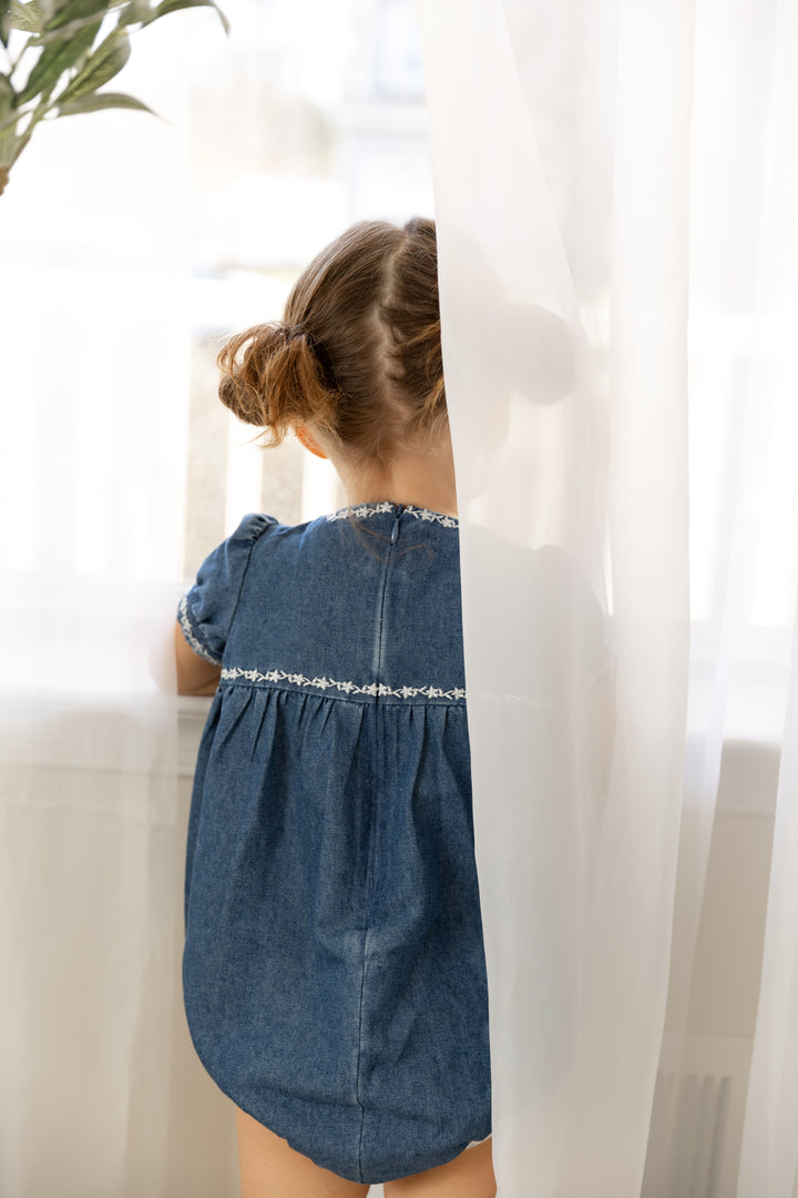 Denim Trimmed Romper