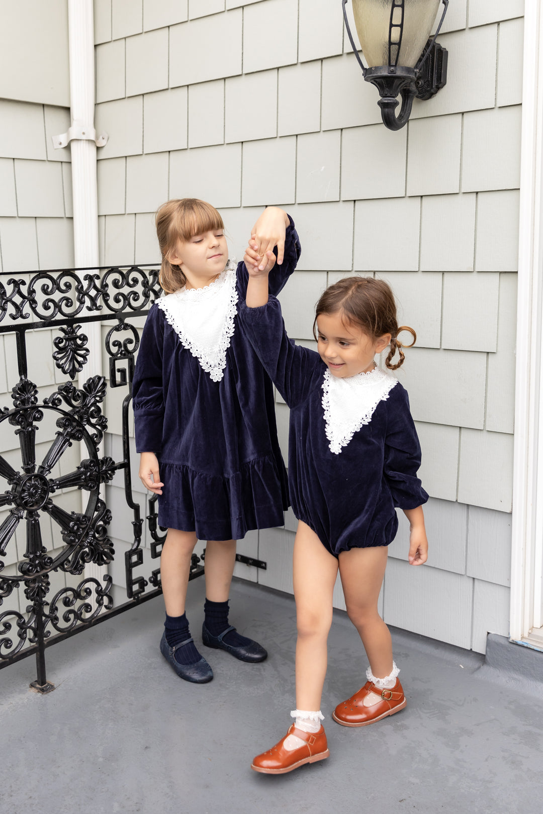 Navy Corduroy Lace Dress