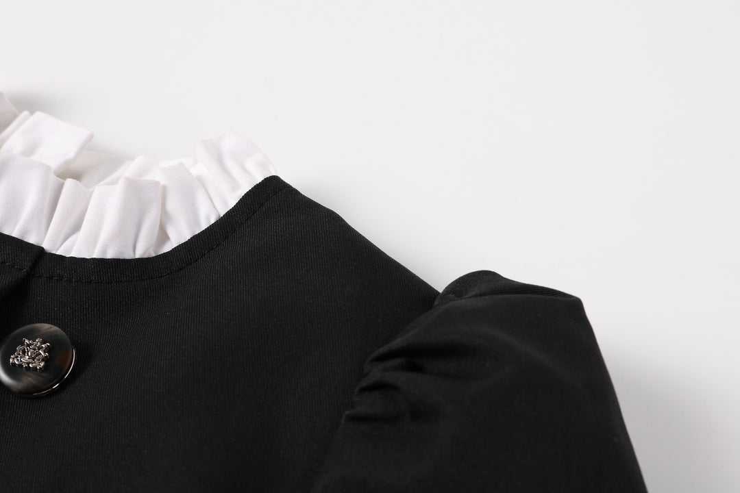 Black Taffeta Double Breasted Dress