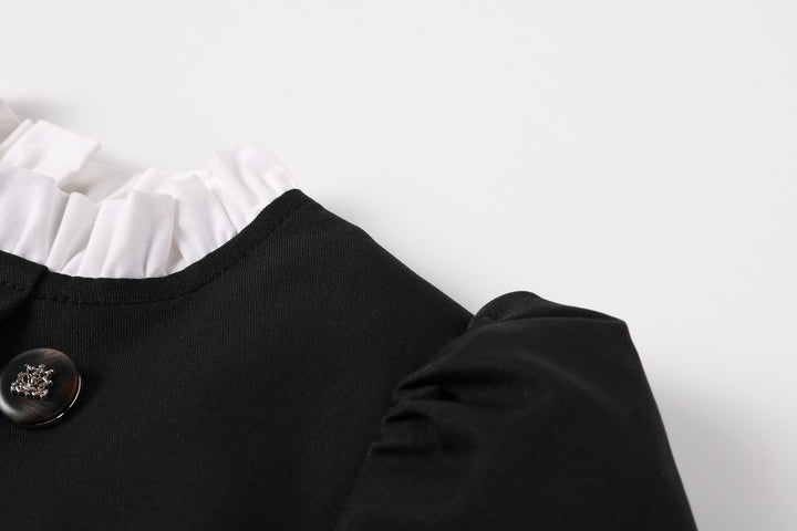 Black Taffeta Double Breasted Dress