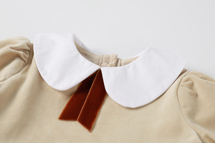 Crushed Velour Tan Tie Dress