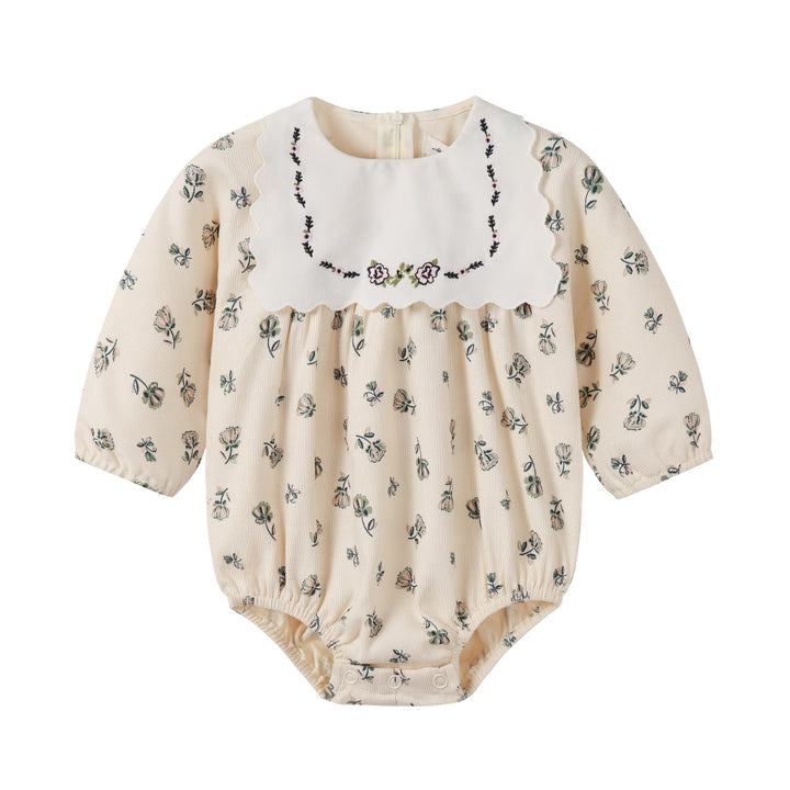 Corduroy Cream Floral Romper
