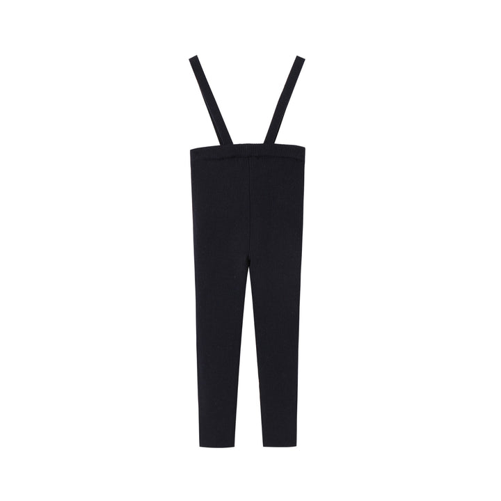 Navy Knit Suspender Pants