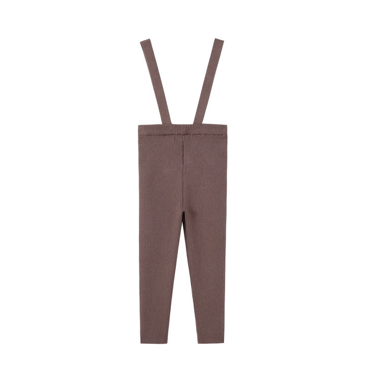 Brown Knit Suspender Pants