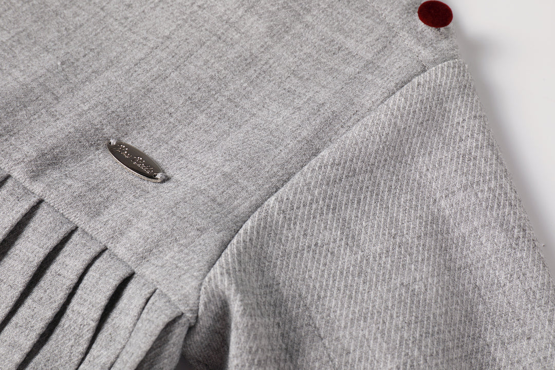 Pleated Button Dress Light Grey