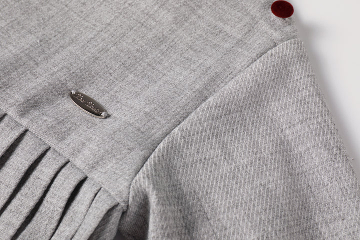 Pleated Button Dress Light Grey
