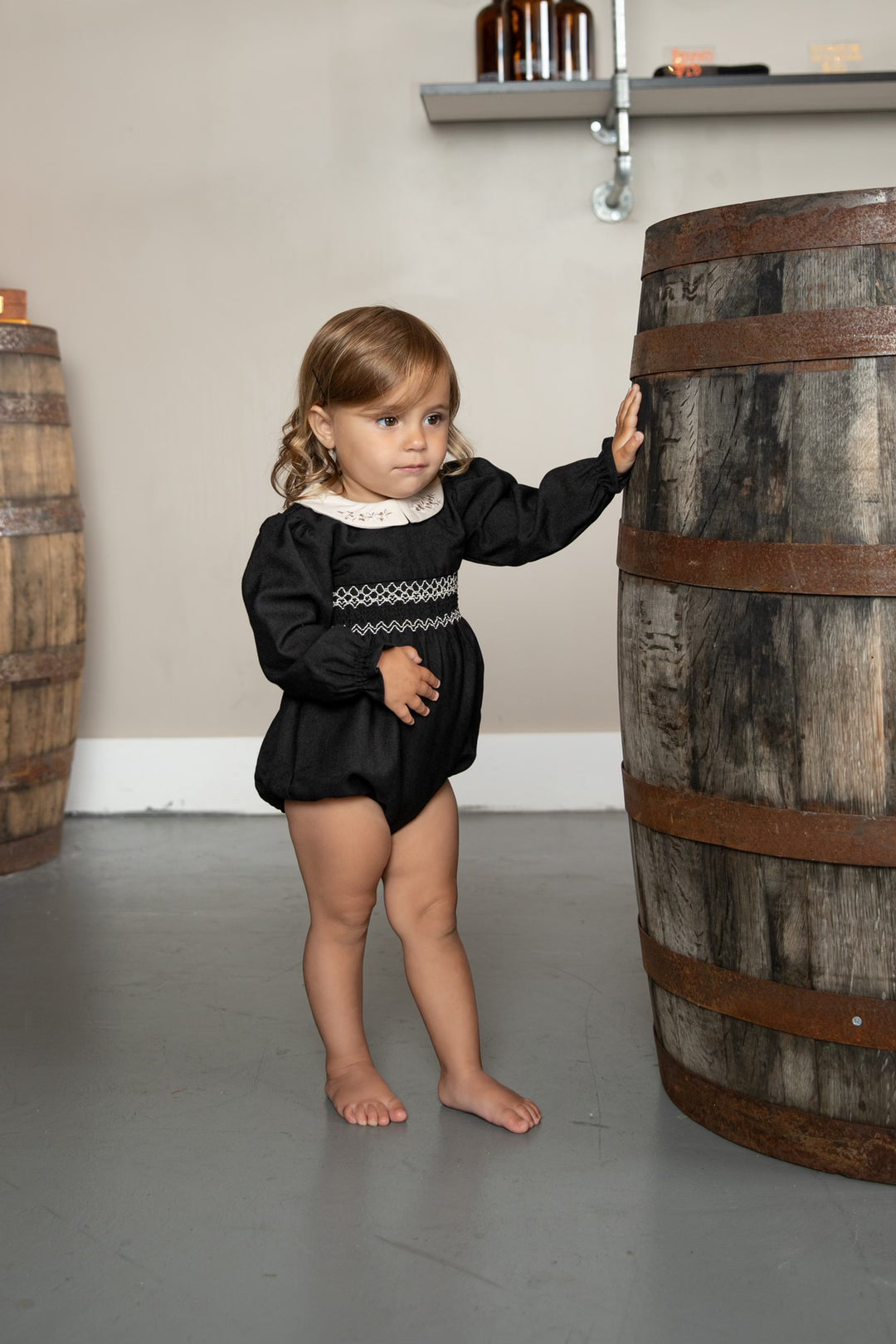 Herringbone Romper Black