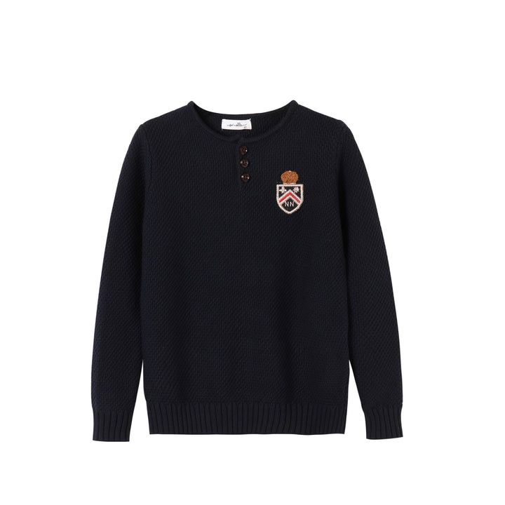 Navy Badge Sweater