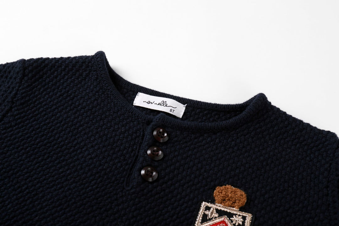 Navy Badge Sweater