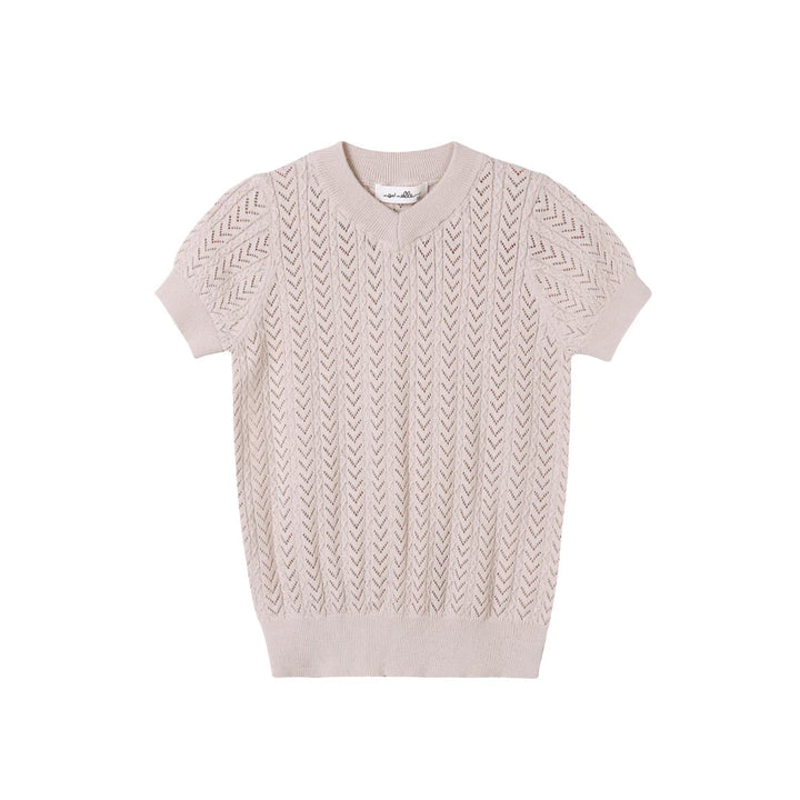 Boys V-neck Pointelle Knit Sweater