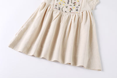 Embroidered Floral Bib Dress
