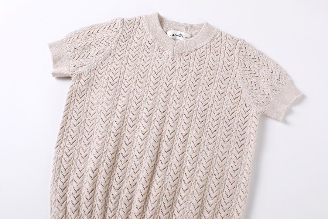 Boys V-neck Pointelle Knit Sweater