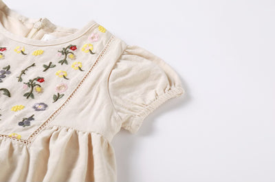 Embroidered Floral Bib Dress