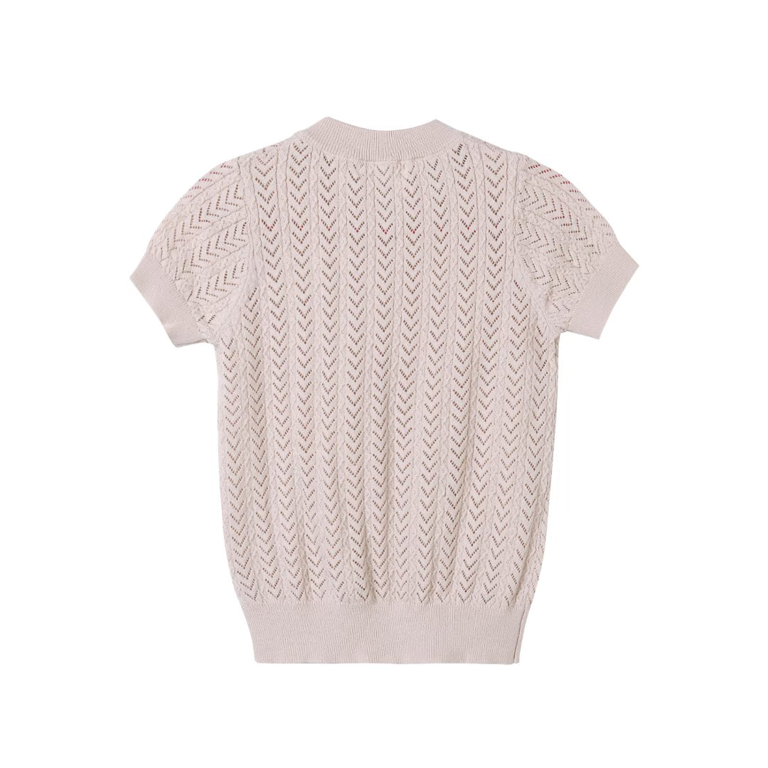 Boys V-neck Pointelle Knit Sweater